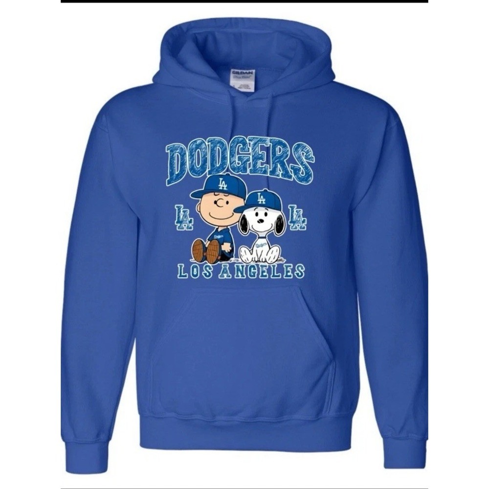 L.A. Dodgers Peanuts Snoopy Charlie Brown Blue‎  Hoodie Unisex Medium
